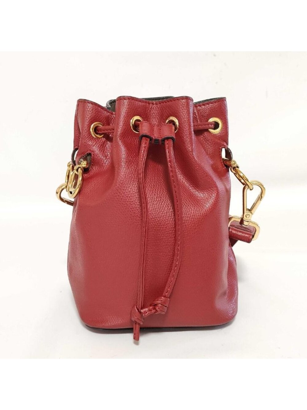 Fendi Montresor Drawstring Bucket Bag Leather Red 2-Way